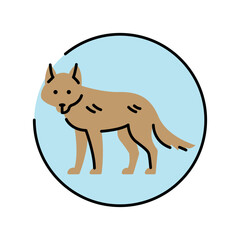 Wolf color line icon. Wild forest canine animal.