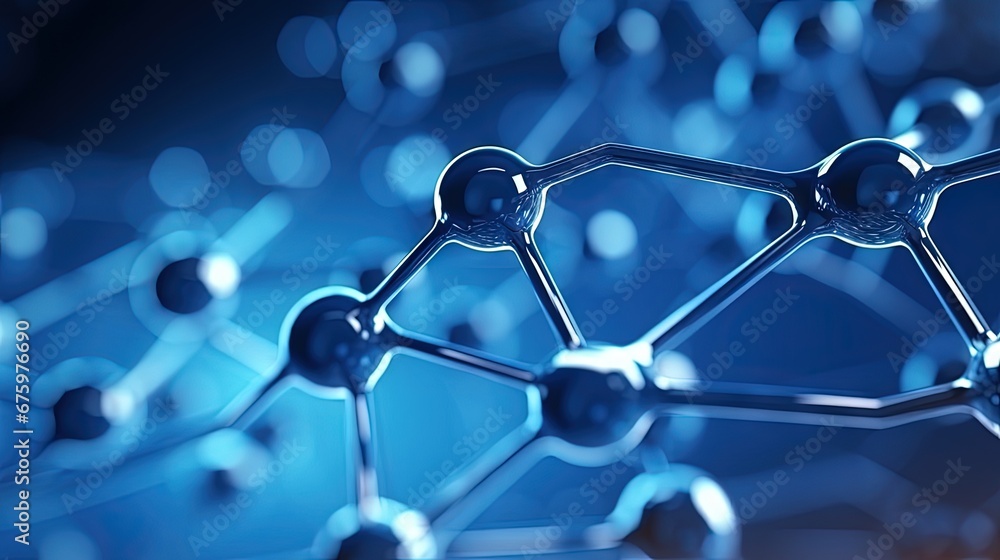Poster Modern futuristic background of the scientific hexagonal pattern. Virtual abstract background with particle, molecule structure for medical, technology, chemistry, science. Social network