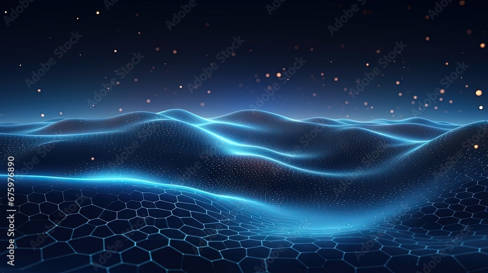 Fototapete futuristic glowing wave. the concept of big data. network connection. cybernetics. abstract backgrou