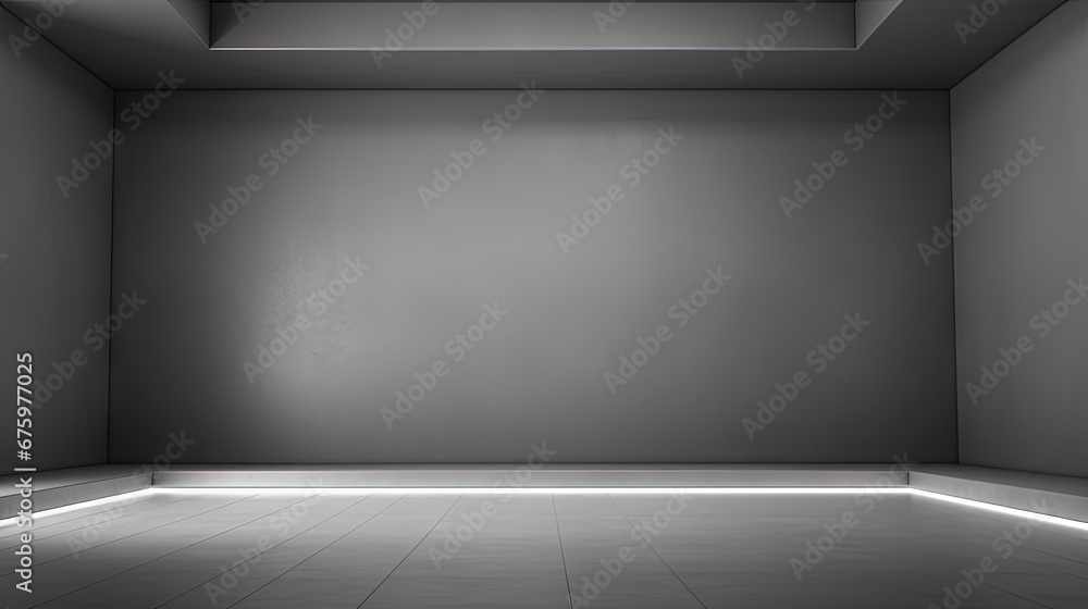 Poster 3d illustration background / abstract gray empty room studio with spotlight gradient used for backgr