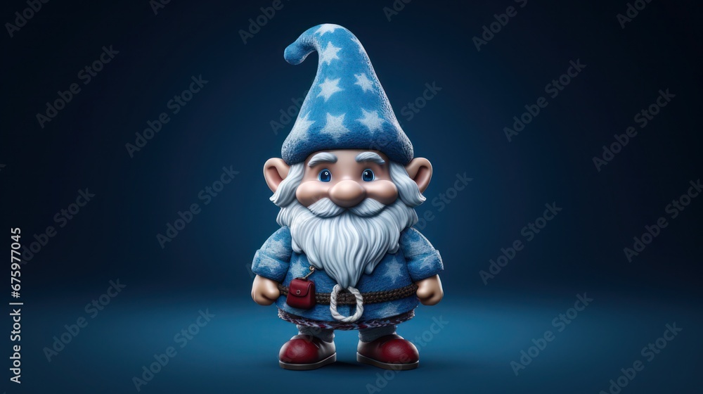 Wall mural Illustration of a cheerful Christmas gnome in a studio setting