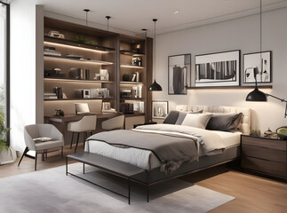 Modern bedroom interior in apartment
