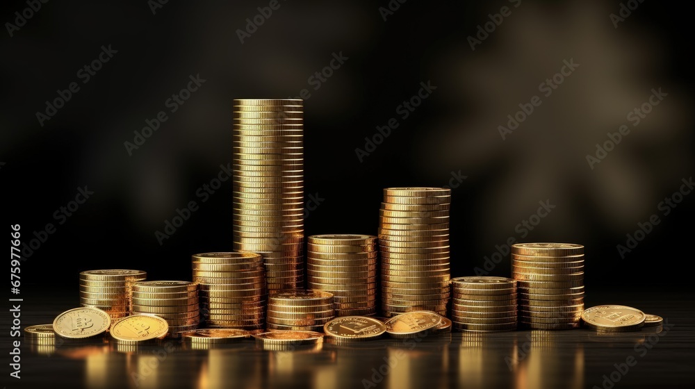 Poster stock funding or money saving graph with coins. background for business ideas and design. chart for 