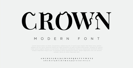 CROWN Abstract modern urban alphabet fonts. Typography sport, technology, fashion, digital, future creative logo font. vector illustration - obrazy, fototapety, plakaty