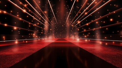 Fototapeta na wymiar Disfocus of the red carpet in the award ceremony theme creative. background for success business concept