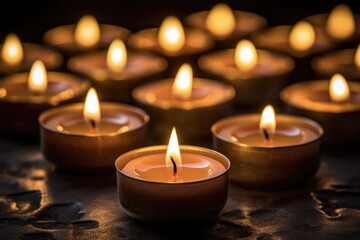 Obraz na płótnie Canvas Tealight Candles: A Beautiful Christmas Celebration with Romantic Candlelight Vigil