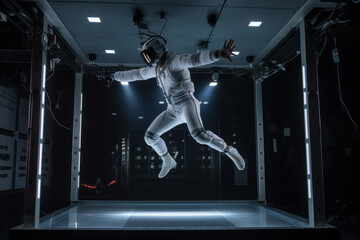 Generative ai astronaut training in a zero-gravity environment - obrazy, fototapety, plakaty