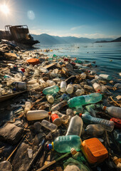 ocean pollution, sea, garbage, trash, plastic bottles, dirty water, environmental disaster, global problems, ecology, environmental, eco-consciousness, waste, human activity, damaged nature, view, eco