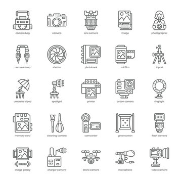 Photographer icon pack for your website design, logo, app, and user interface. Photographer icon outline design. Vector graphics illustration and editable stroke.
