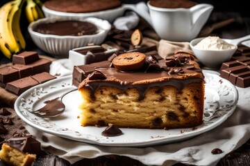 Fototapeta na wymiar chocolate cake with nuts