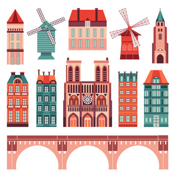 Landmarks of Paris and French Traditional Houses