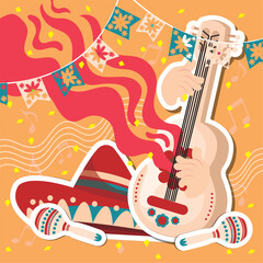 Colored mariachi music style concept background Vector