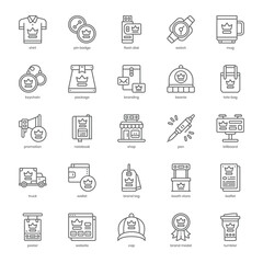 Brand Merchandise icon pack for your website design, logo, app, and user interface. Brand Merchandise icon outline design. Vector graphics illustration and editable stroke.
