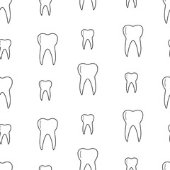 Seamless tooth icon pattern. Vector illustration of a medical background for dentistry.