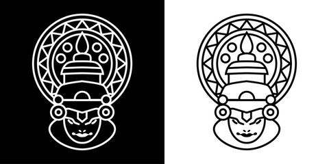 Kathakali Black and White Logo Vector Illustration