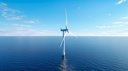 isolated Wind turbine in the sea
