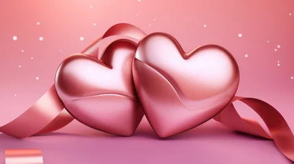 Schilderijen op glas Inflated pink glossy heart shape balloon background. Valentine's, Mother's Day concept. Look like 3d. Cute Symbol of love. For card, party, design, flyer, poster, decor, banner, web, advertising. © Oksana Smyshliaeva