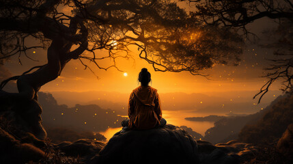 Meditation at sunset