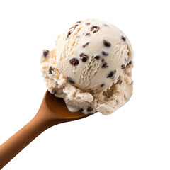 Delicious Scoop of Chocolate Chip Ice Cream Isolated on a  Transparent Background