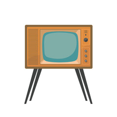 Vintage TV 60s illustration flat vector isolated on white background. Element for history of TV concept and World television day