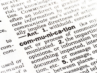 Closeup of the definition of the word communication