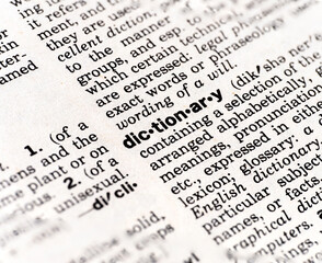 Fototapeta premium Closeup of the definition of the word dictionary