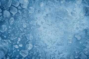 Simple Concept  Grainy Blue Ice Background. Textured Surface of Frozen Ice Patterns and Bubbles