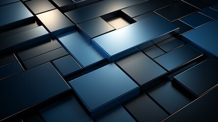 Geometric Elegance: A Seamless Array of Blue Metallic Tiles Reflecting Subtle Ambient Light