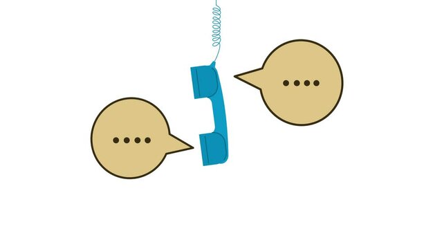 Animated hanging old phone with bubble chats