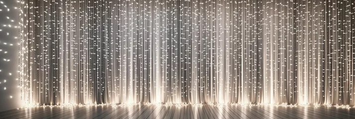 Foto auf Leinwand Christmas light strings curtain backdrop decoration  © nnattalli