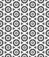 Black and white seamless abstract pattern. Background and backdrop. Grayscale ornamental design. Mosaic ornaments. Vector graphic illustration. EPS10.