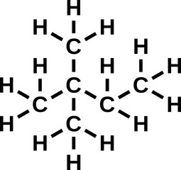 Neohexane structural chemical formula. 2,2-dimethylbutane, hexane isomer vector illustration