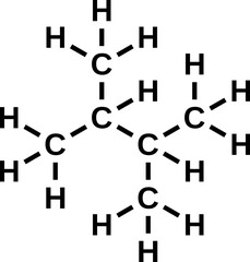 2,3-dimethylbutane structural chemical formula, hexane isomer vector illustration