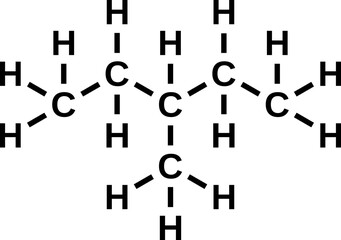 3-methylpentane structural chemical formula, hexane isomer vector illustration