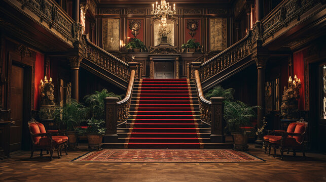 grand staircase english country house, interior architecture