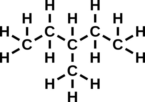 3-methylpentane structural chemical formula, hexane isomer vector illustration
