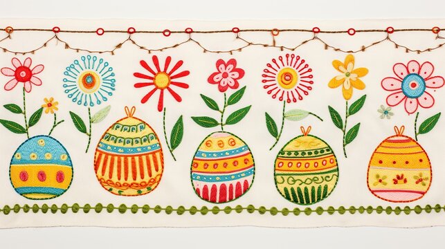 Easter eggs with flowers pattern background.