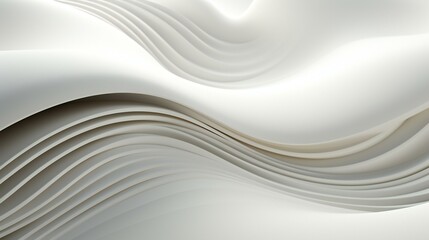 Abstract Wavy Landscape of Minimalist White Curves Flowing Gracefully