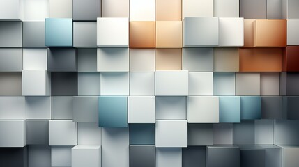 Modern Geometric Cubes in a Mosaic of Cool Hues and Metallic Shades