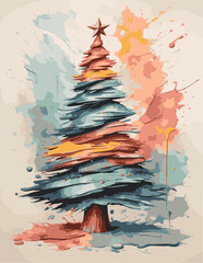 christmas new year tree is the main attribute of the winter holiday vector illustration - obrazy, fototapety, plakaty