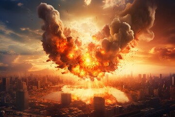 explosion of nuclear bomb - obrazy, fototapety, plakaty