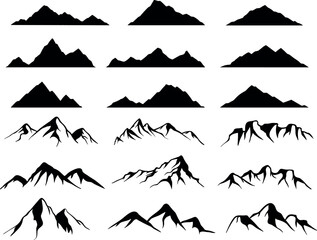 Fototapeta premium Mountain silhouette set. Isolated vector collection