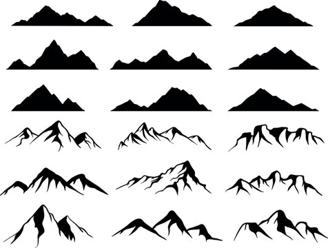 Mountain silhouette set. Isolated  vector collection
