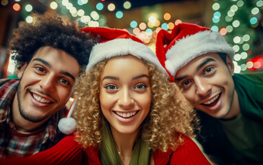 A group of young friends celebrate Christmas together