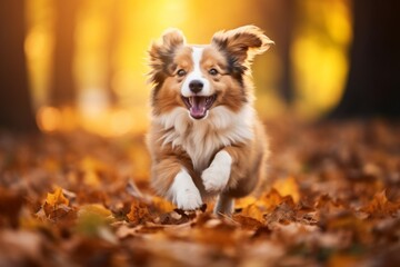 funny happy cute dog and puppy running