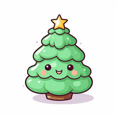 vector colorful christmas tree without background for christmas for postcard, generative AI