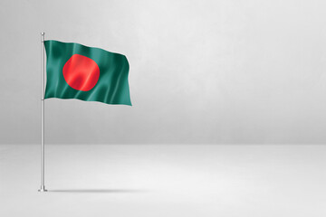 Bangladesh flag isolated on white concrete wall