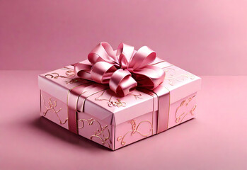 Gilded Surprise: Gift Box on Luxurious Pink Background