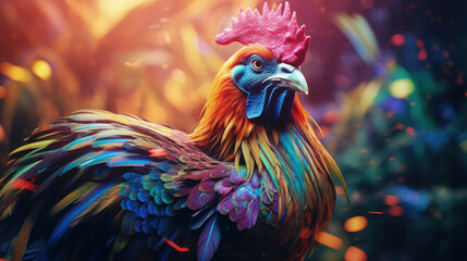 Fototapeta premium Mystical Creature: A Colorful Stunning Mythical Animal, Ideal for Screensavers and Desktop Backgrounds