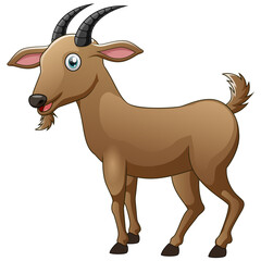 Goat cartoon standing on white background vector illustration